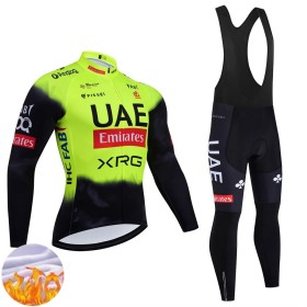 UAE Team Emirates XRG Cykeltrøje Langærmet + Bib Cykelbukser Vinter Thermal Fleece 2025